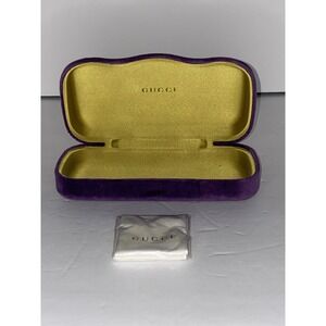 GUCCI SUNGLASS LARGE HARD PURPLE VELVET 7" X 3.5" CLAMSHELL CASE W Cloth